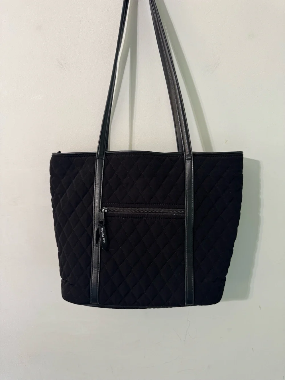 Vera Bradley Black Quilted Tote with Front Zip Pocket